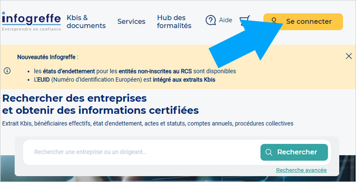 Rendez-vous sur le site officiel infogreffe pour faire votre demande de Kbis