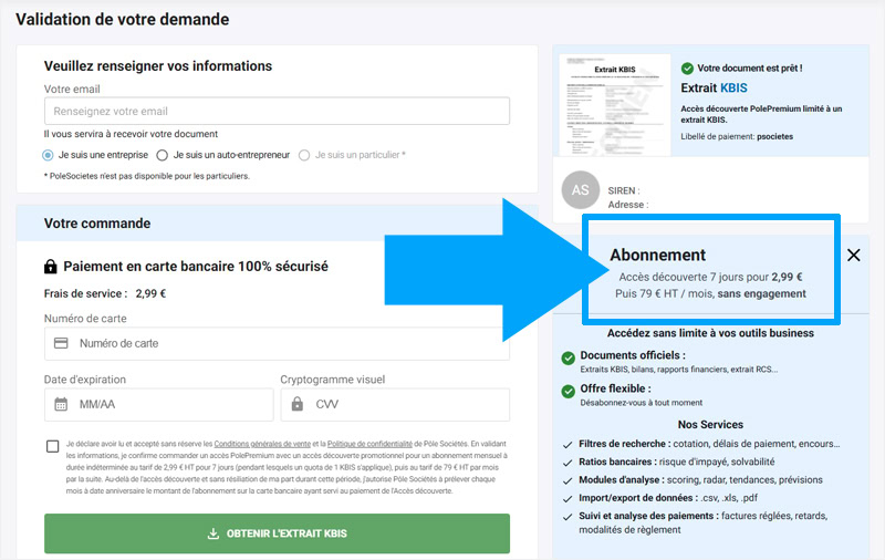 Arnaque à l'abonnement sur les demandes d'extrait Kbis (sous 7 jours)