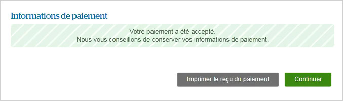 Confirmation de paiement et impression du reçu Crit’Air