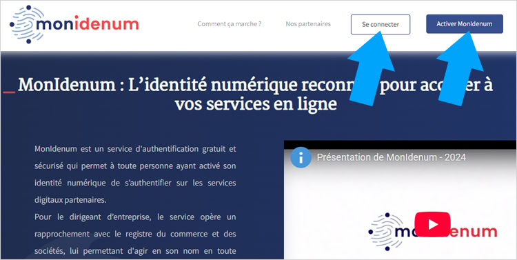 Connexion ou créer compte Monidenum