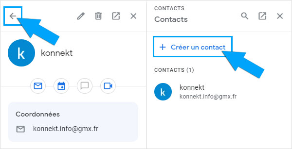 Création de nouveaux contacts depuis la liste Gmail