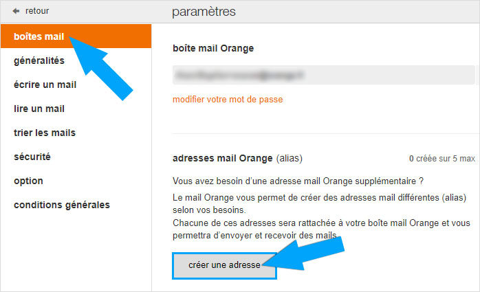 Créer une adresse e-mail alias chez Orange