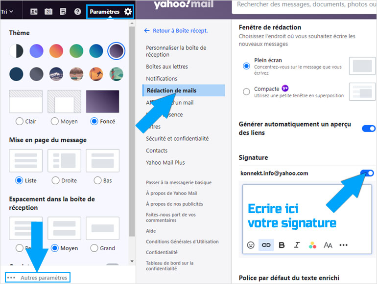 Créer une signature Yahoo Mail