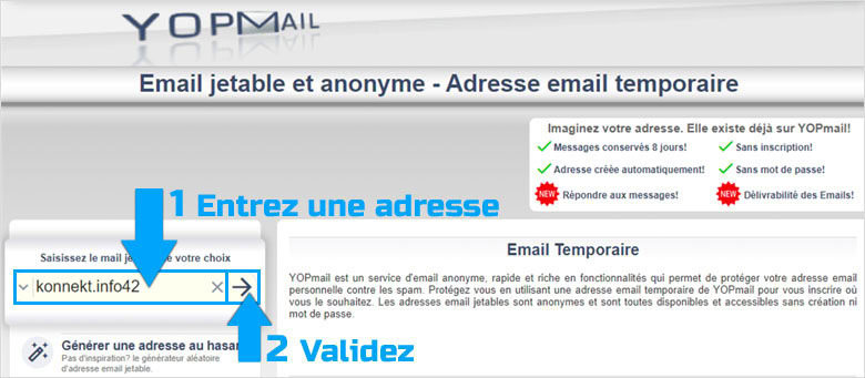 Créer une boite mail temporaire sur YOPmail