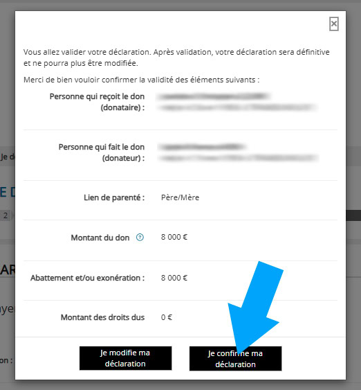 Voici un deuxième résumé de la déclaration du don