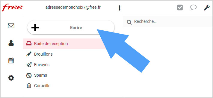 Écrire un email avec votre boite webmail de Free