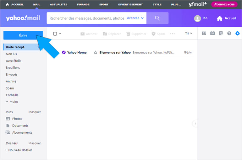 Comment écrire un e-mail chez Yahoo Mail