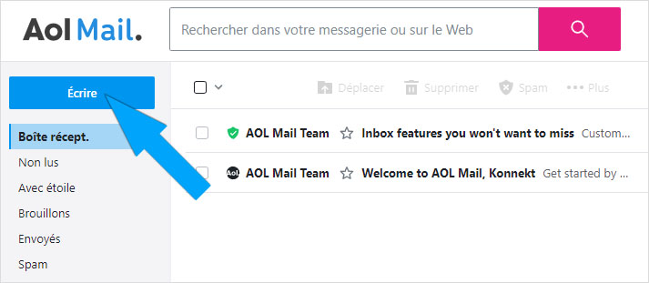 Ecrire un e-mail depuis une boîte de messagerie AOL