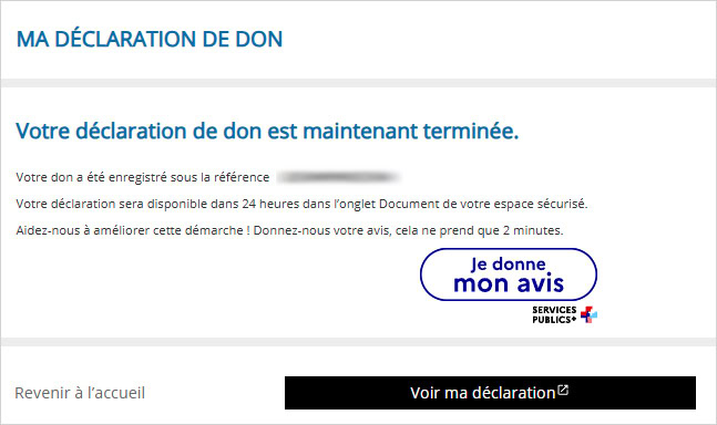 Fin déclaration du don manuel et familial