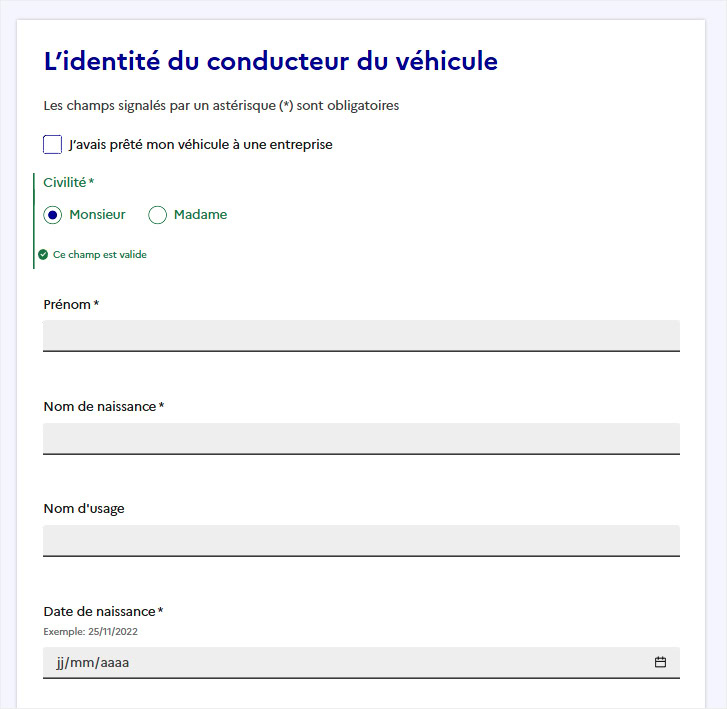 On indique les informations d'identité de la personne à dénoncer
