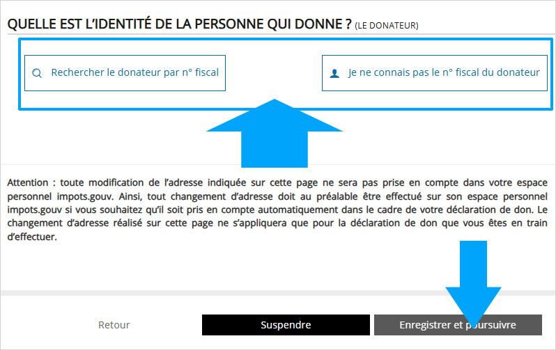 Indiquer aux impôts l'identité de la personne qui donne.