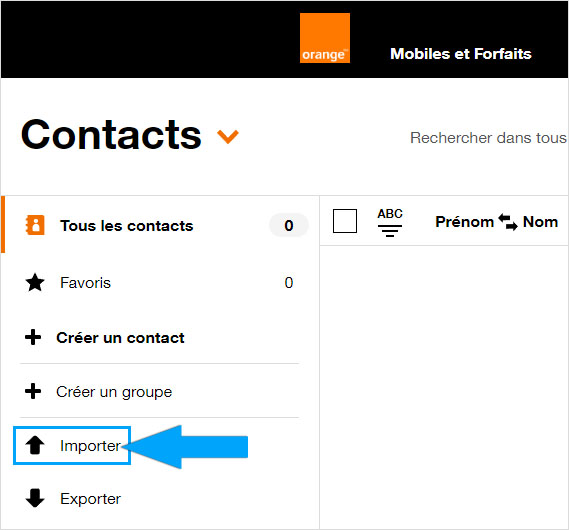 Importer une liste de contacts sur une boîte mail Orange