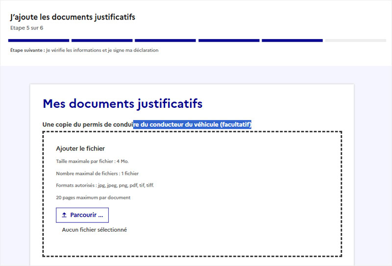 Joindre en justificatif le permis de la personne qui conduisait au moment de l'infraction