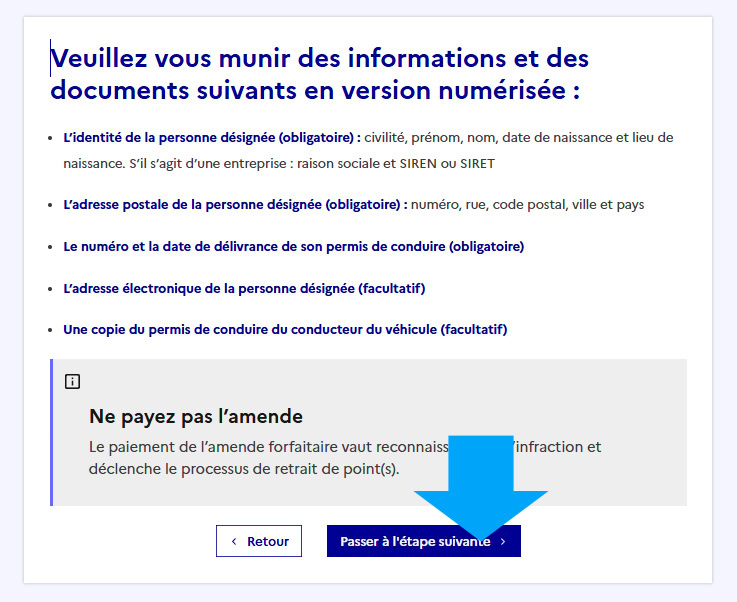 Voici la liste des éléments qui seront nécessaires à la dénonciation