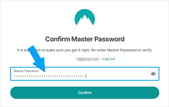 Création du Master Password sur NordPass