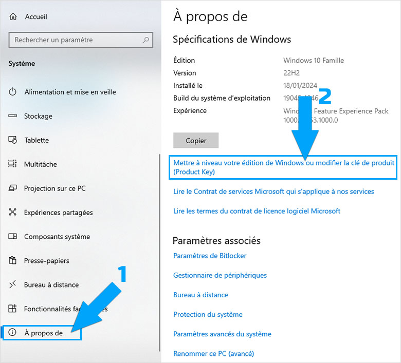 Mise à niveau de l'édition de Windows Famille à Pro