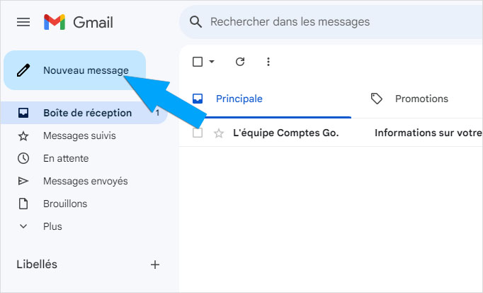 Ecrire un nouveau message depuis une boîte Gmail