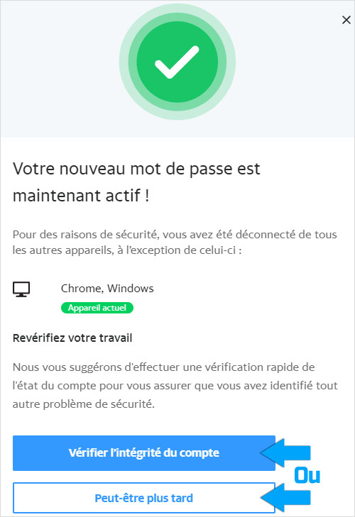 Nouveau mot de passe actif