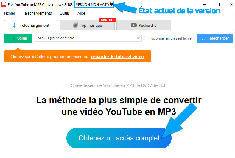 Obtenir un accès complet à Free YouTube to MP3 Converter