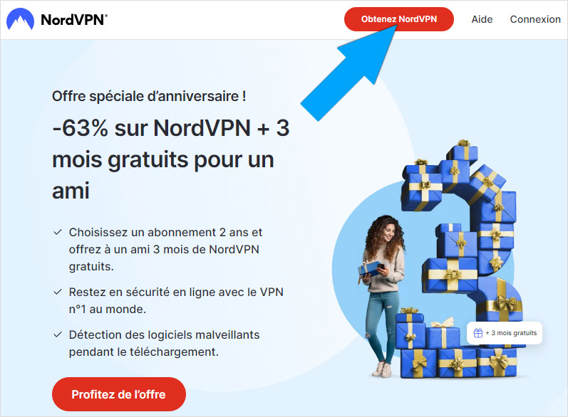 Obtenir NordVPN depuis le site officiel