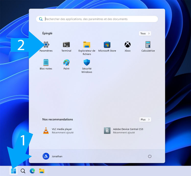 Entrer dans les paramètres de Windows 11