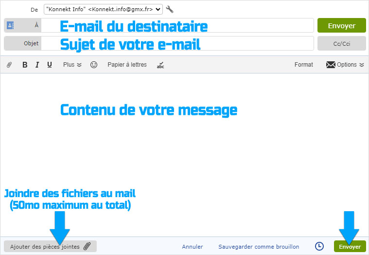 Rédiger un e-mail chez GMX