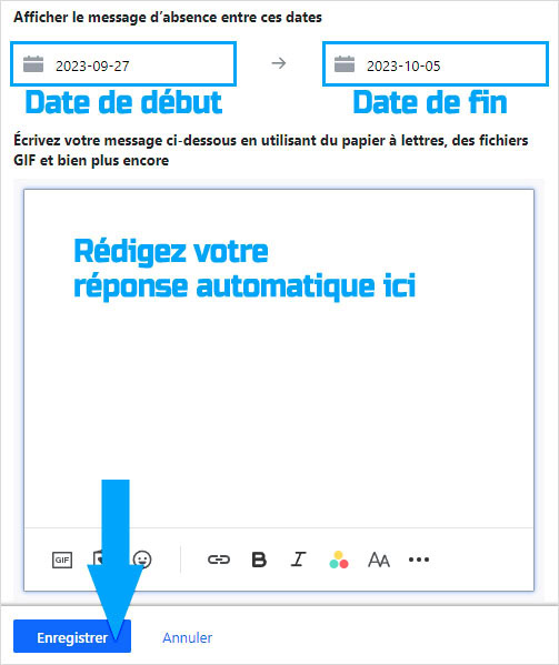 Rédiger une réponse automatique AOL mail