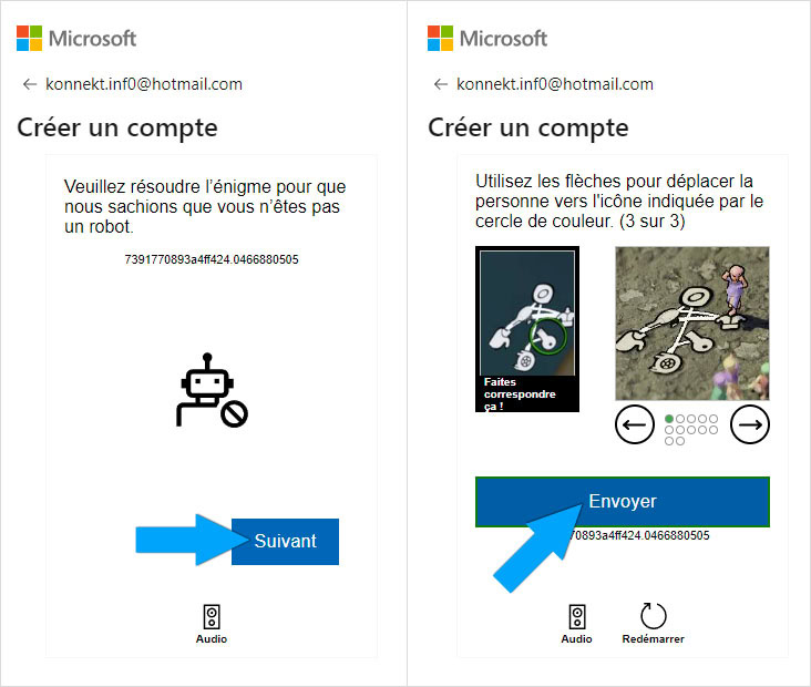 Résolution de la sécurité anti-robot lors de la création d'un compte Outlook