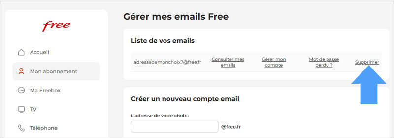 Comment supprimer une adresse mail de Free ?