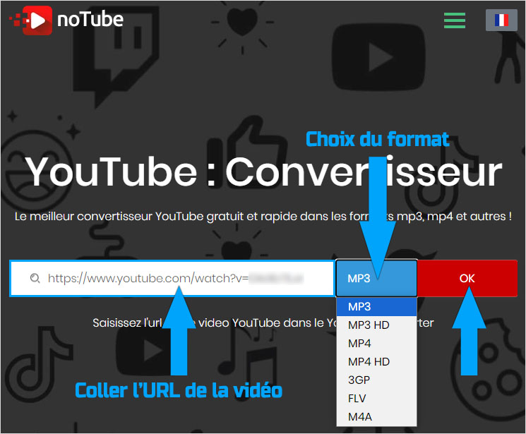 Utiliser noTube pour convertir une vidéo Youtube en MP3