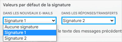 Régler la valeur de la signature