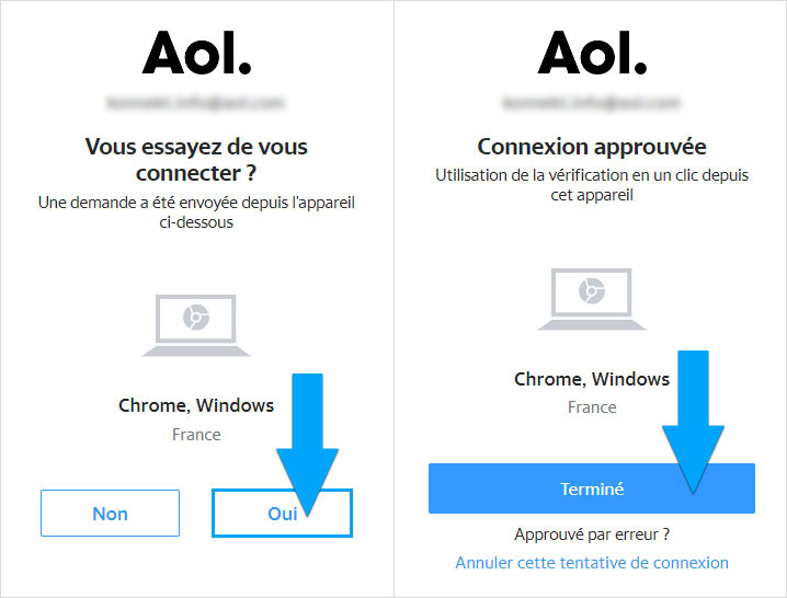 Vérification de l'identité validée lors d'une récupération chez AOL